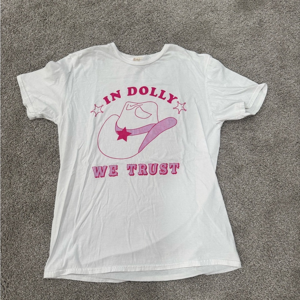 White T-Shirt with Pink Graphic